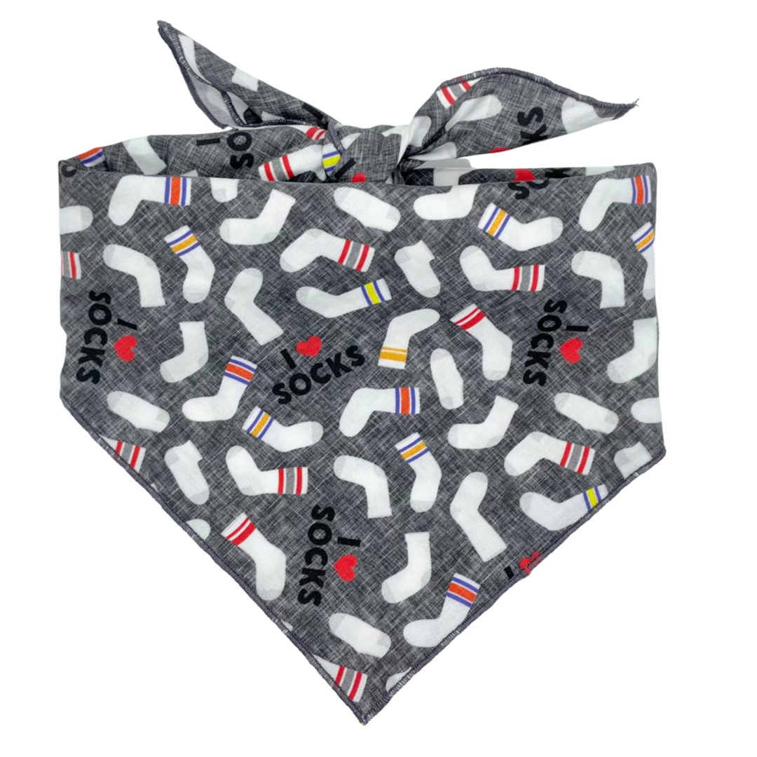 I Heart Socks Tie On Dog Bandana