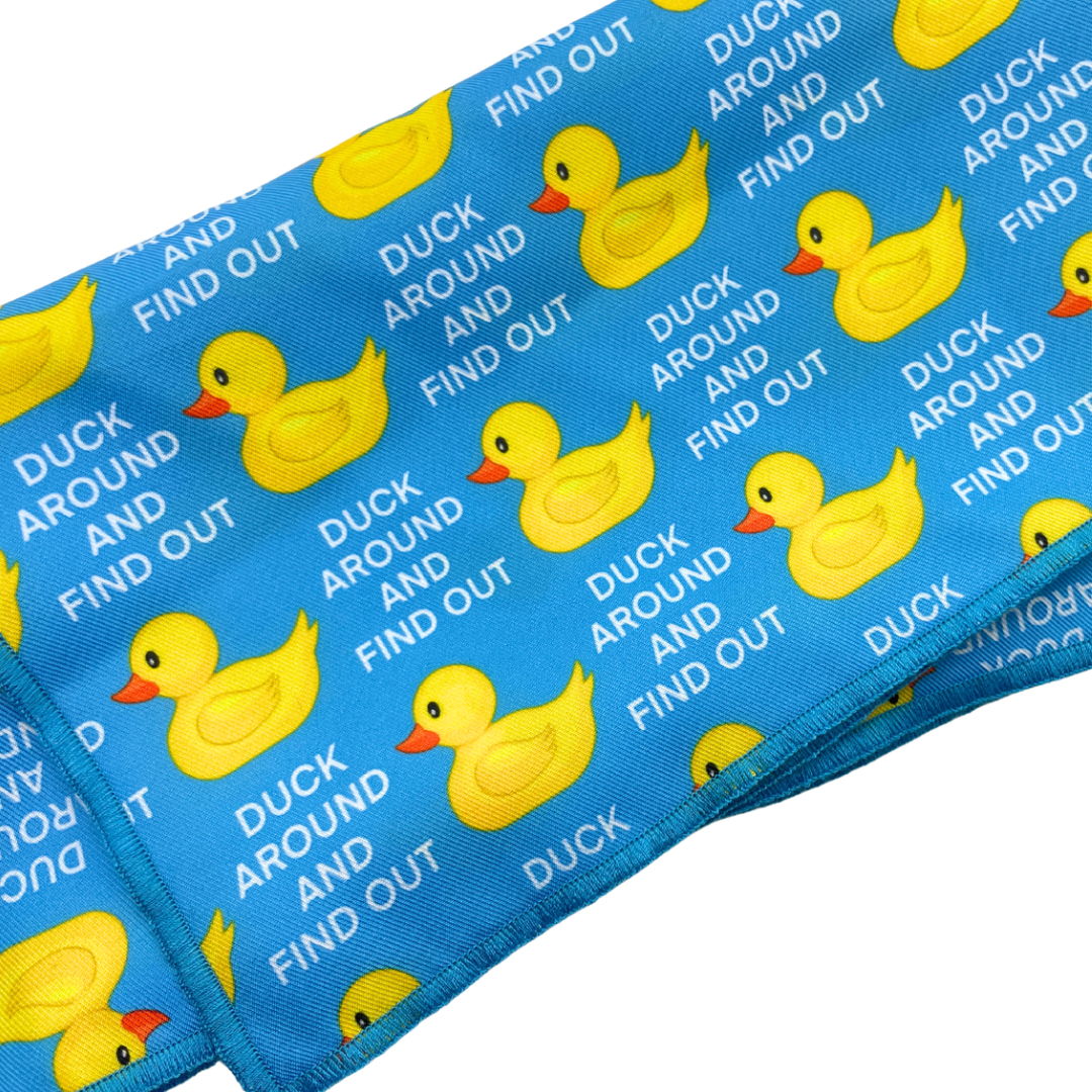 Duck Around And Find Out Tie On Dog Bandana