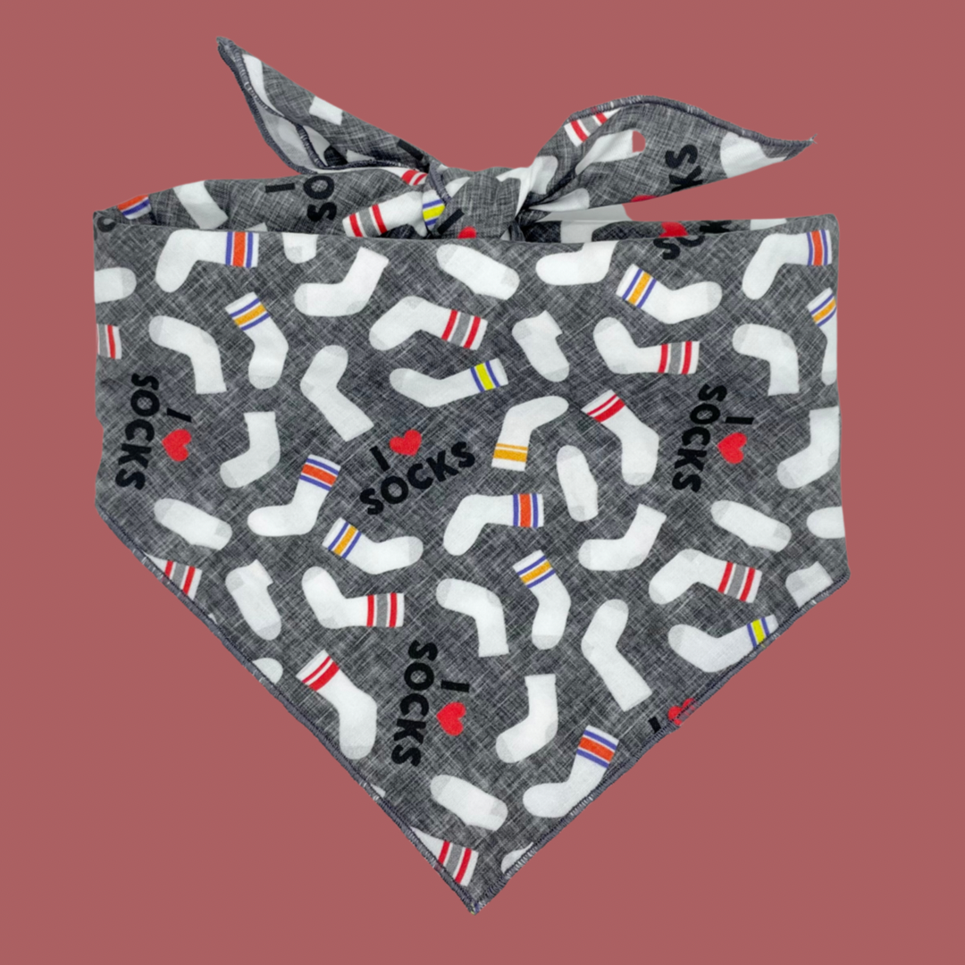 I Heart Socks Tie On Dog Bandana
