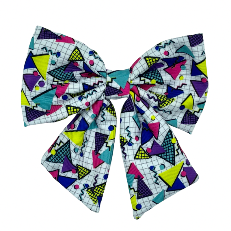 Retro Geometrics Dog Collar Sailor Bow