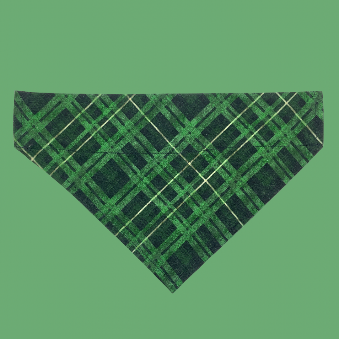 Evergreen Plaid Over The Collar Dog Bandana