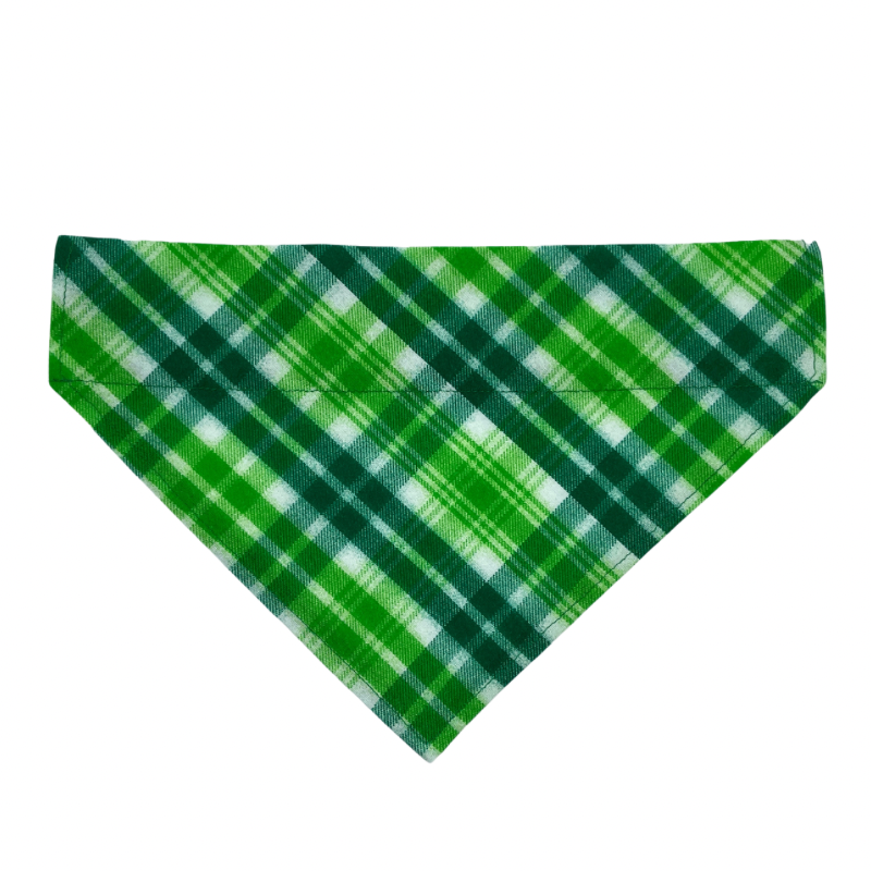 Green & Lime Plaid Over The Collar Dog Bandana