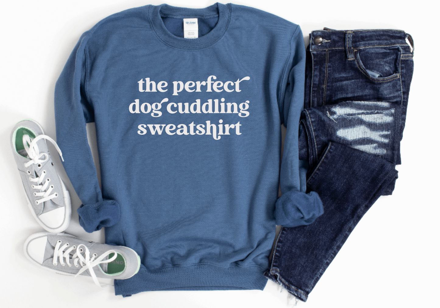 The Perfect Dog Cuddling Sweatshirt - Crew Sweatshirt