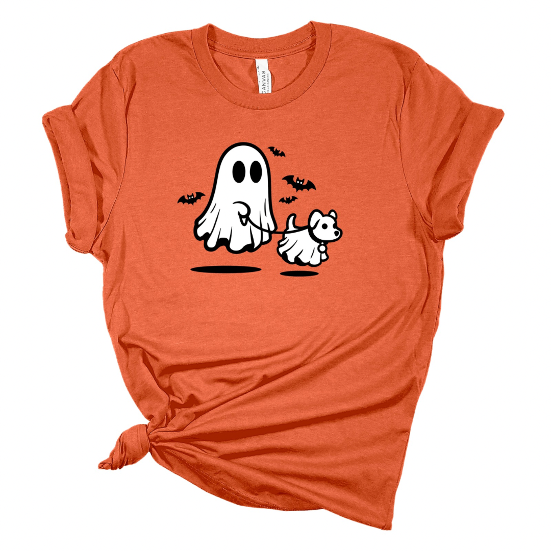 Ghost Walking Dog - Funny Halloween T-shirt