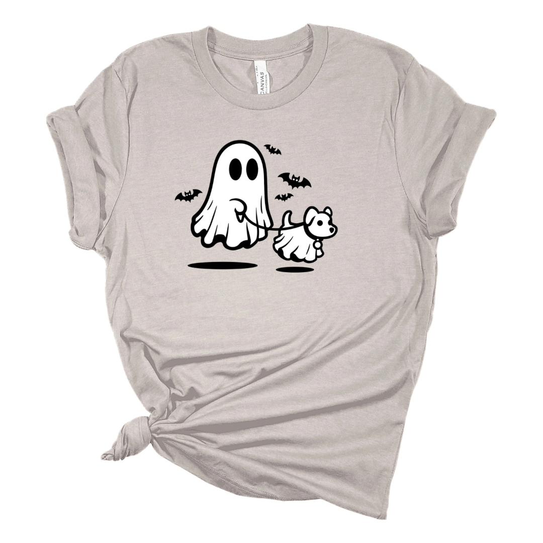 Ghost Walking Dog - Funny Halloween T-shirt