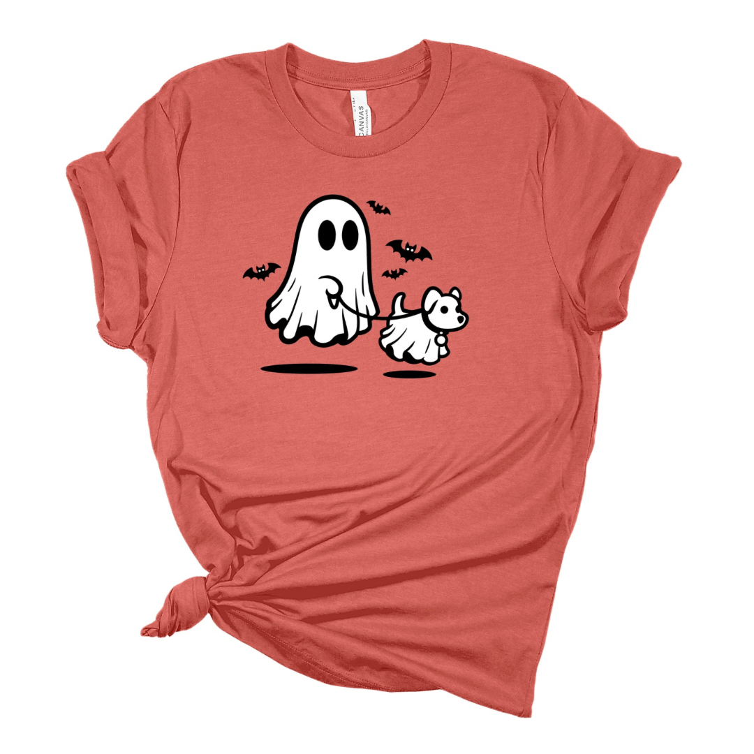 Ghost Walking Dog - Funny Halloween T-shirt