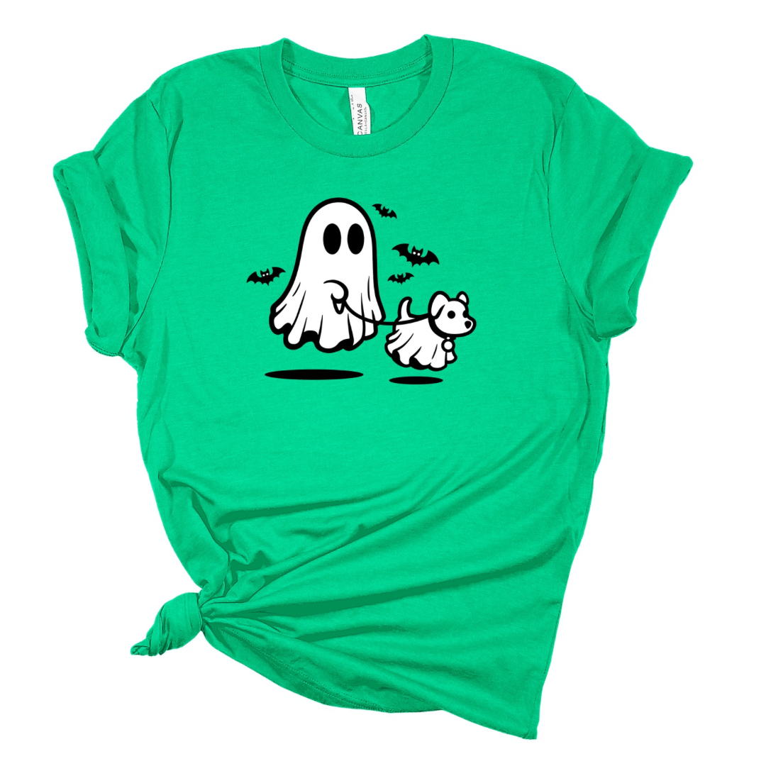 Ghost Walking Dog - Funny Halloween T-shirt