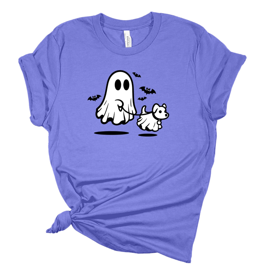 Ghost Walking Dog - Funny Halloween T-shirt