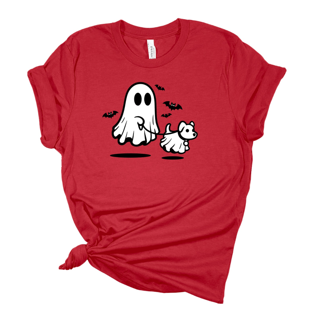 Ghost Walking Dog - Funny Halloween T-shirt