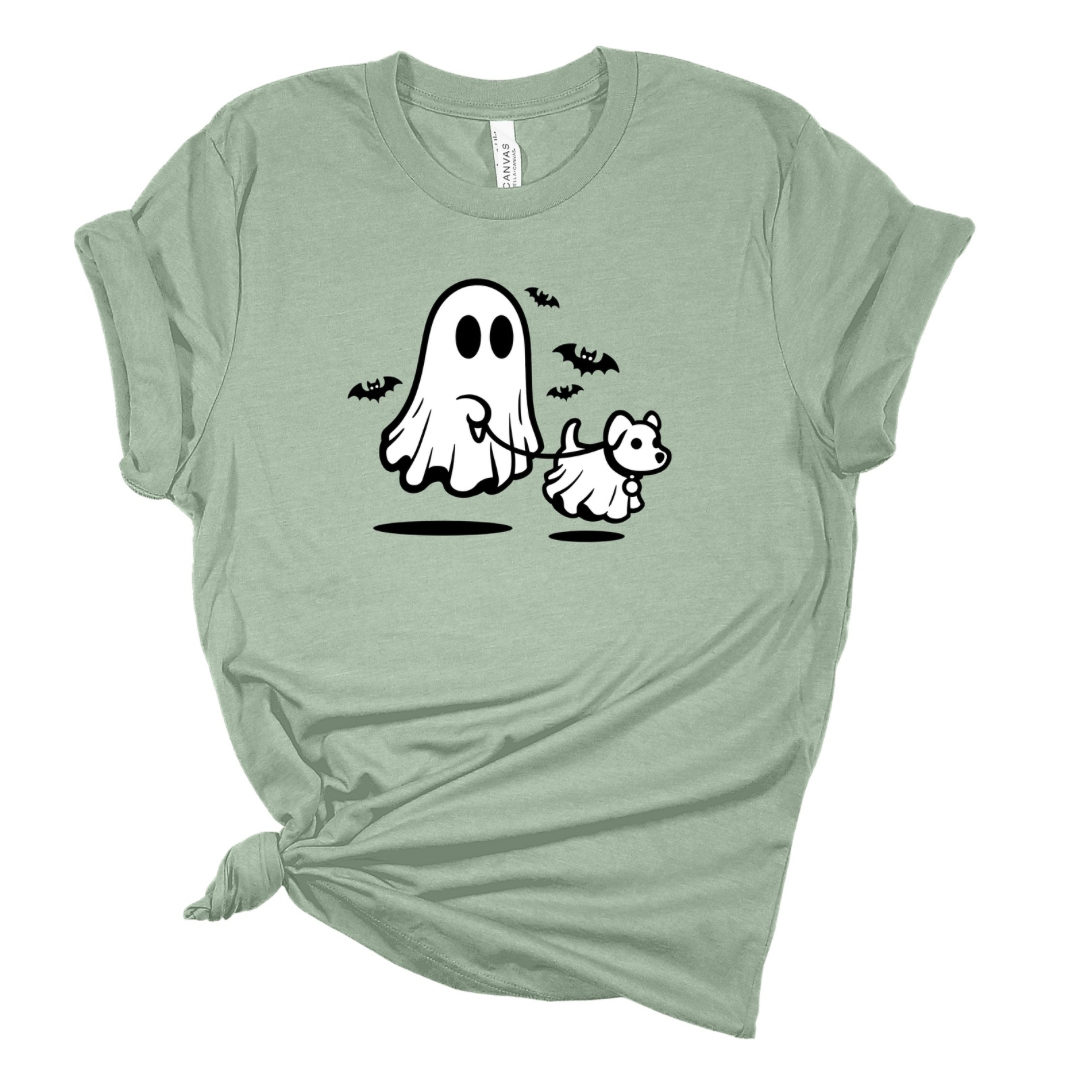 Ghost Walking Dog - Funny Halloween T-shirt
