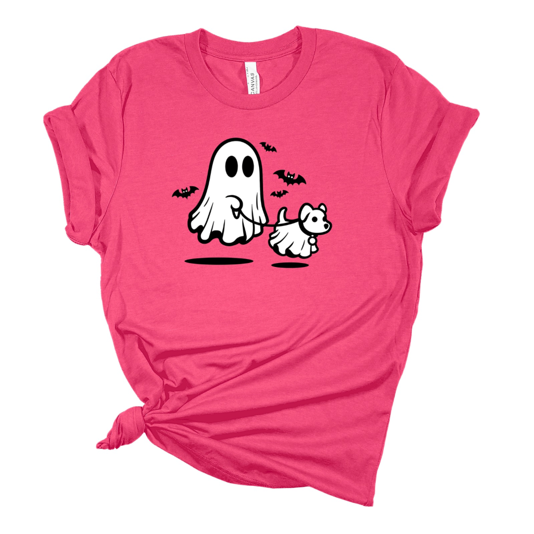 Ghost Walking Dog - Funny Halloween T-shirt