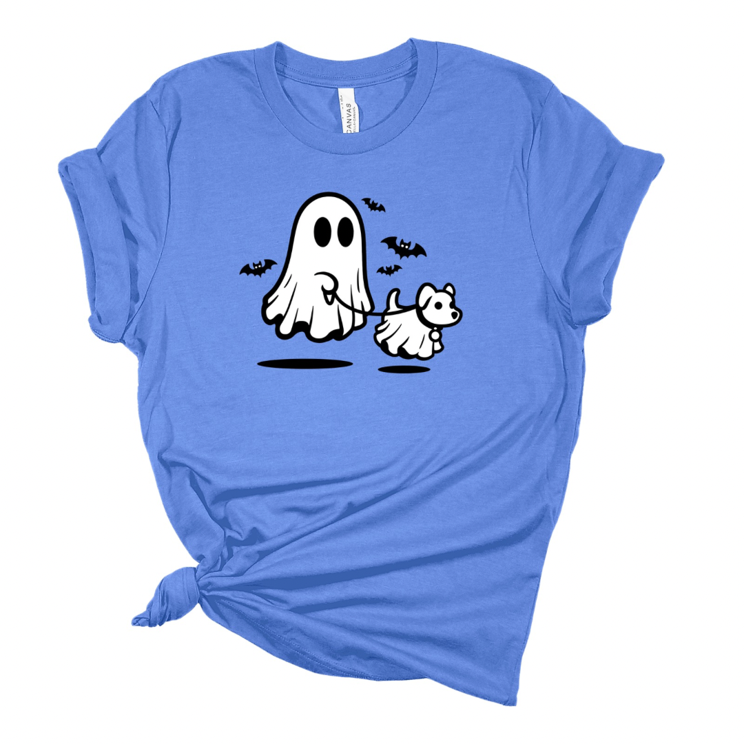 Ghost Walking Dog - Funny Halloween T-shirt