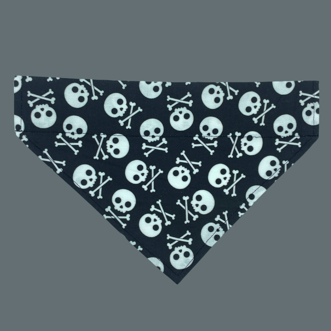 Skull & Crossbones On Black - Pirate - Over The Collar Dog Bandana