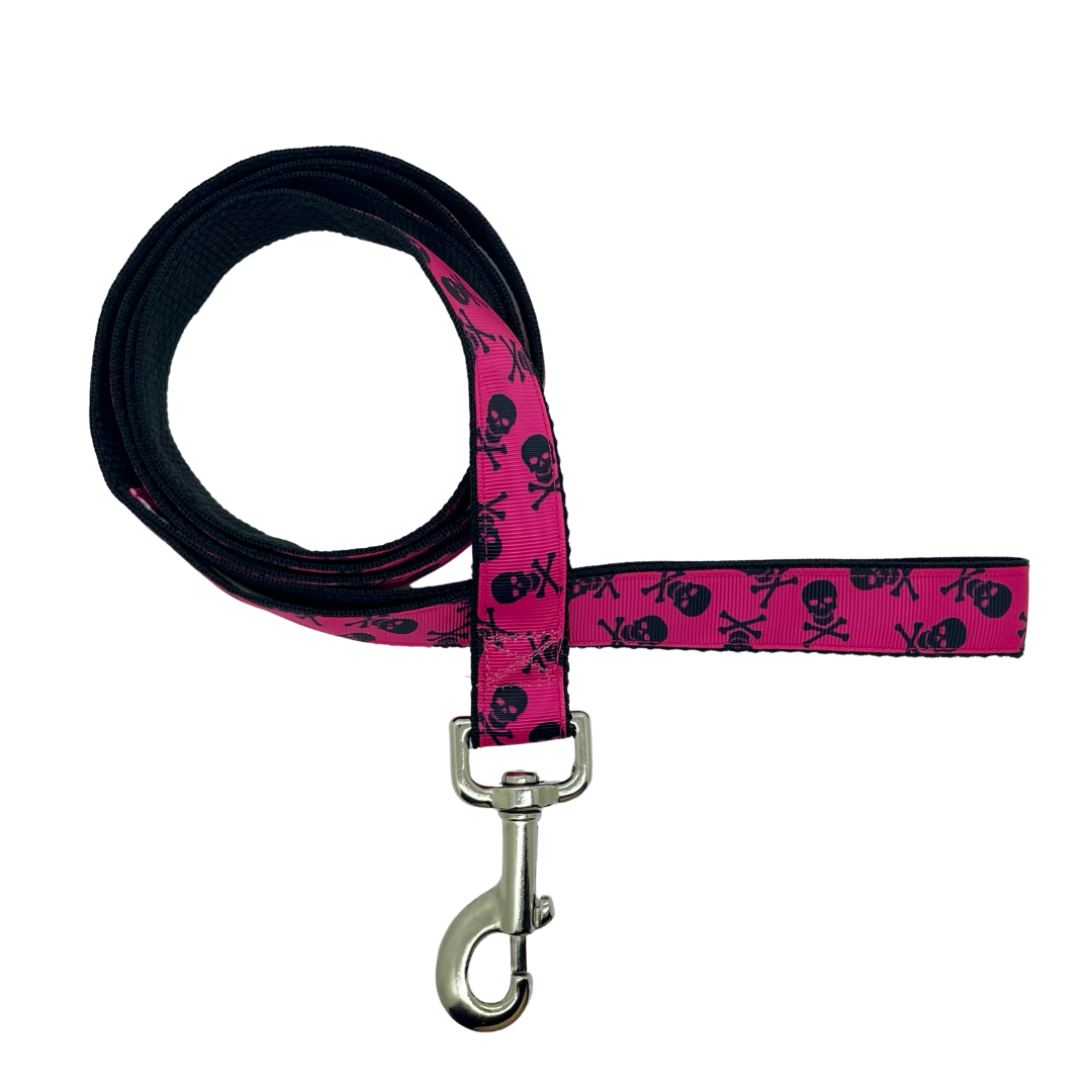 Skull & Crossbones Hot Pink Pirate - Dog Leash