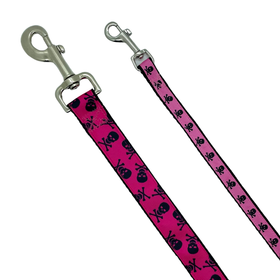 Skull & Crossbones Hot Pink Pirate - Dog Leash