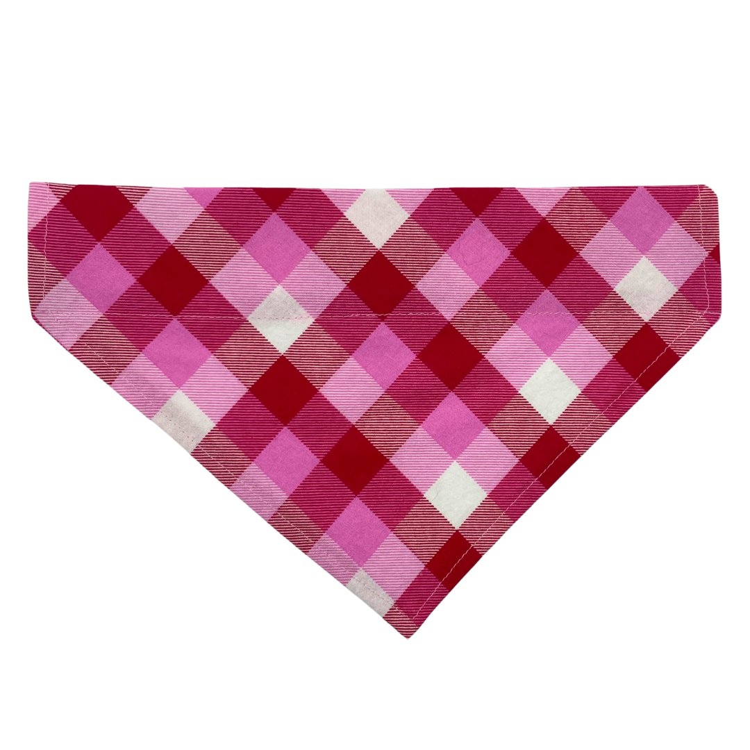 Valentines Plaid Over The Collar Dog Bandana