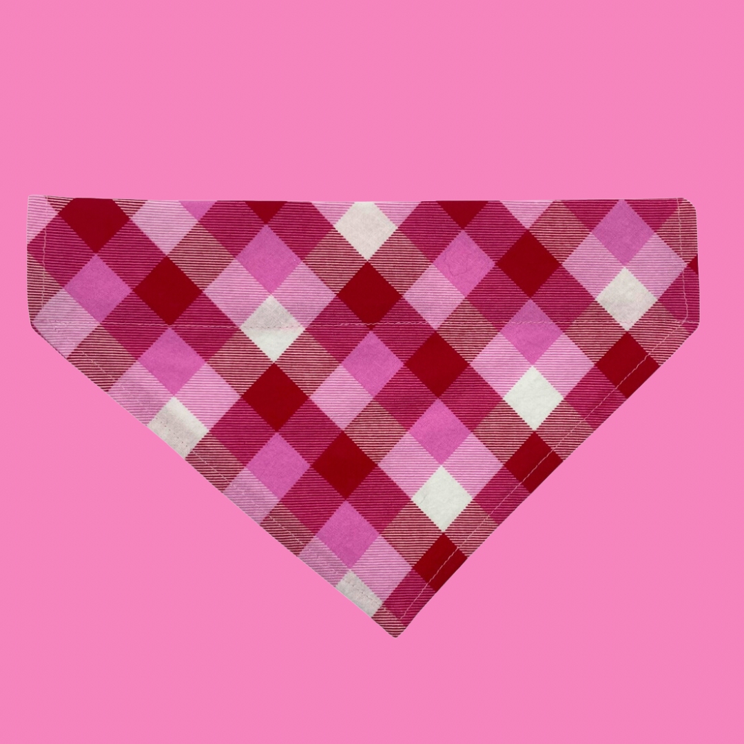 Valentines Plaid Over The Collar Dog Bandana