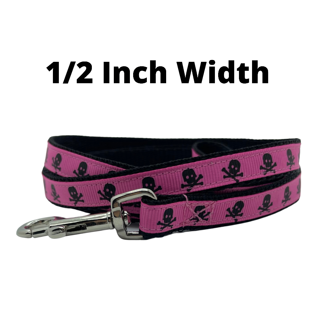 Skull & Crossbones Hot Pink Pirate - Dog Leash