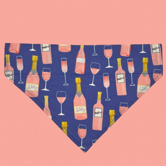Rosé All Day Over The Collar Dog Bandana - Champagne - Wine