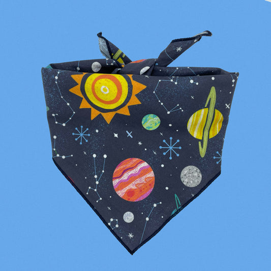 Planets In Space Tie On Dog Bandana
