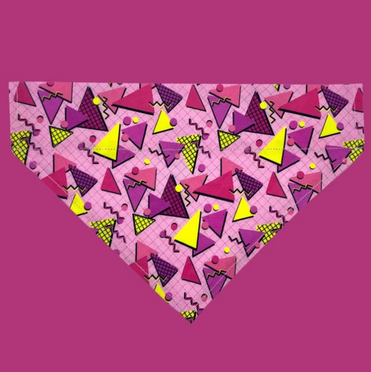 Pink Retro Geometrics - Over The Collar Dog Bandana