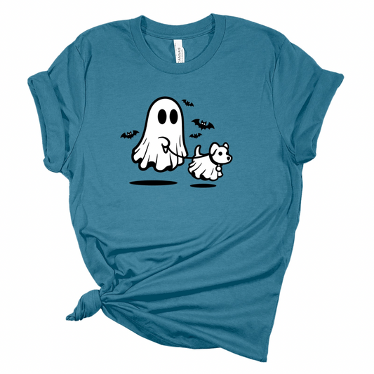 Ghost Walking Dog - Funny Halloween T-shirt